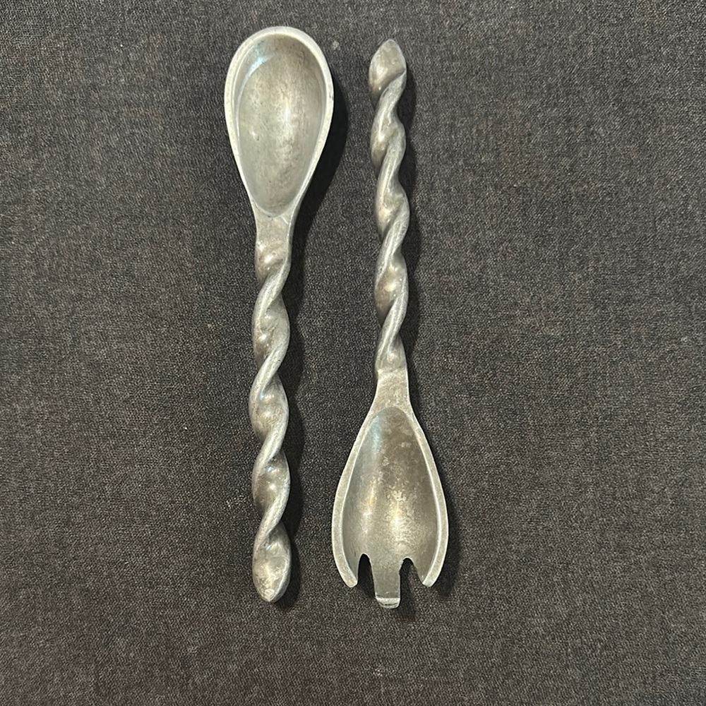 Twisted Handle Silver Salad Servers